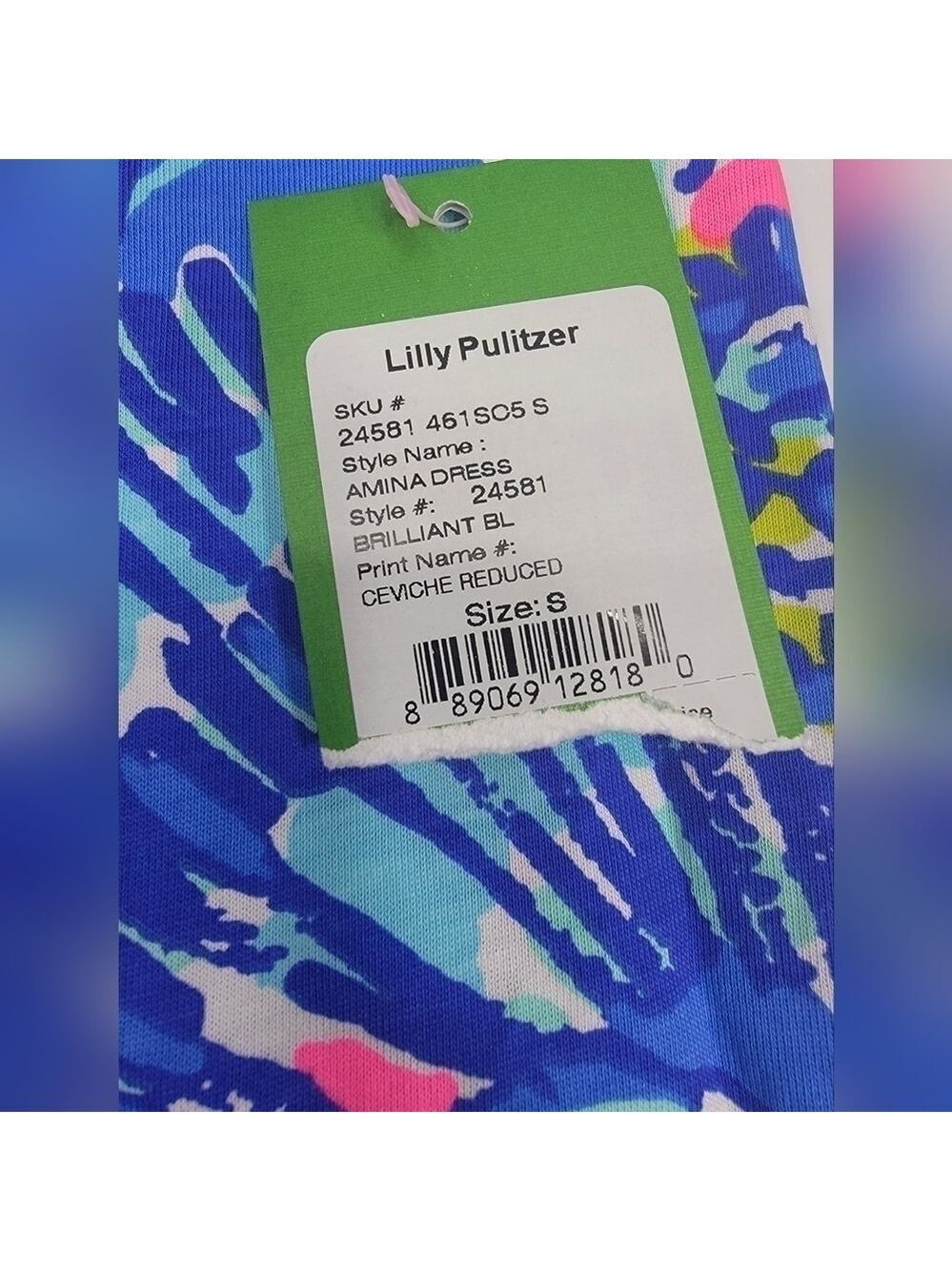 NEW Lilly Pulitzer Amina Dress Brilliant Blue Ceviche Reduced Sleeveless Pima S - Picture 2 of 11